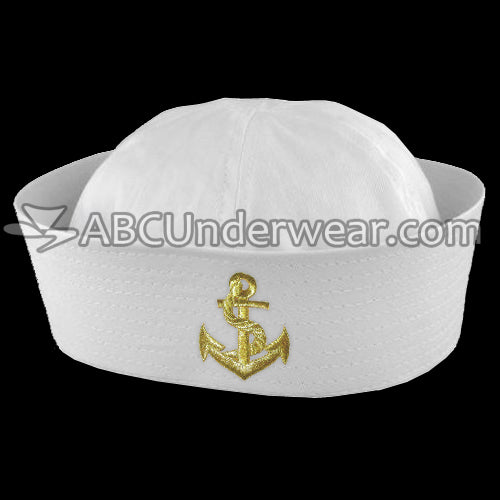 White Sailor Hat with Emblem