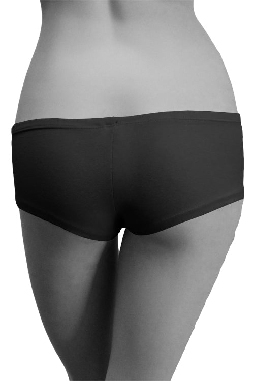 Womens Cotton Spandex Brief Short - Black