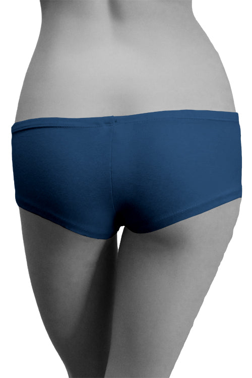 Womens Cotton Spandex Brief Short - Blue