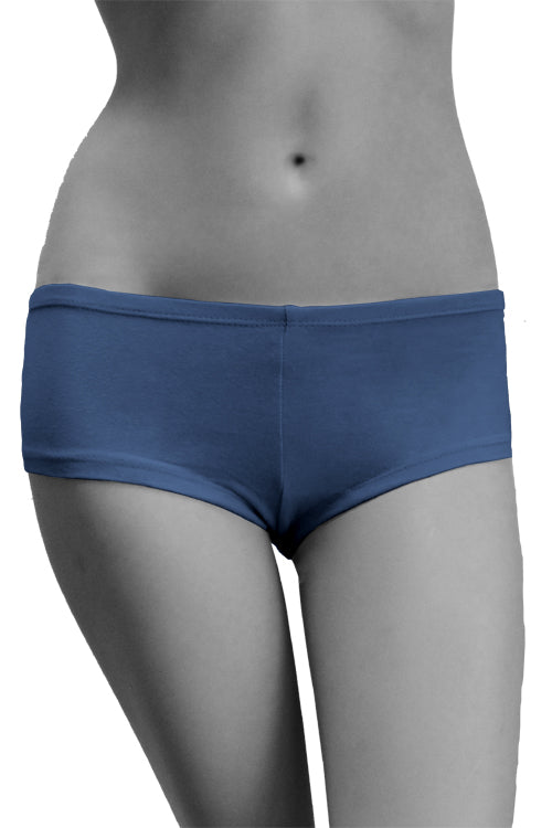 Womens Cotton Spandex Brief Short - Blue