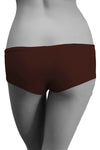 Womens Cotton Spandex Brief Short - Dark Chocolate Brown-Pink Line-ABC Underwear