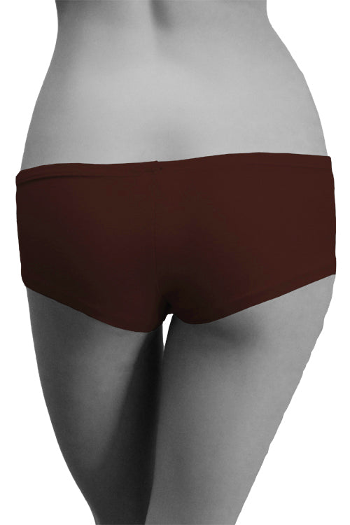 Womens Cotton Spandex Brief Short - Dark Chocolate Brown