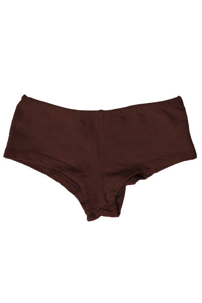 Womens Cotton Spandex Brief Short - Dark Chocolate Brown-Pink Line-ABC Underwear