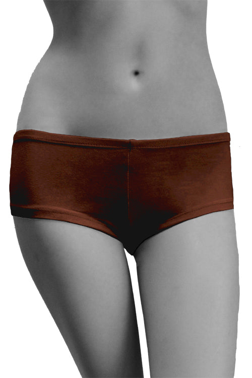 Womens Cotton Spandex Brief Short - Dark Chocolate Brown