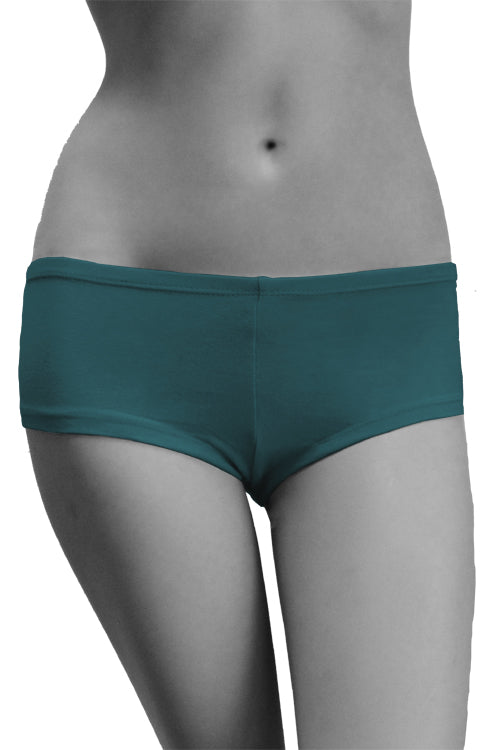 Womens Cotton Spandex Brief Short - Deep Sea Teal