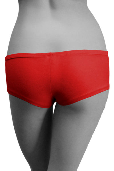 Womens Cotton Spandex Brief Short - Fiery Red-Pink Line-ABC Underwear