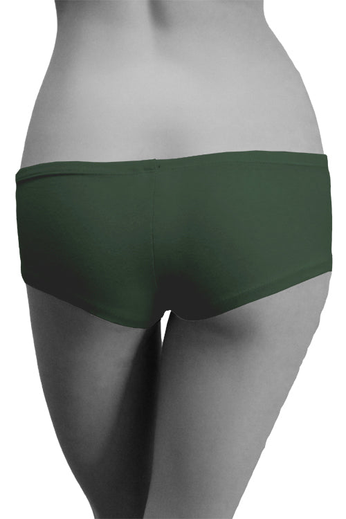 Womens Cotton Spandex Brief Short - Forest Green