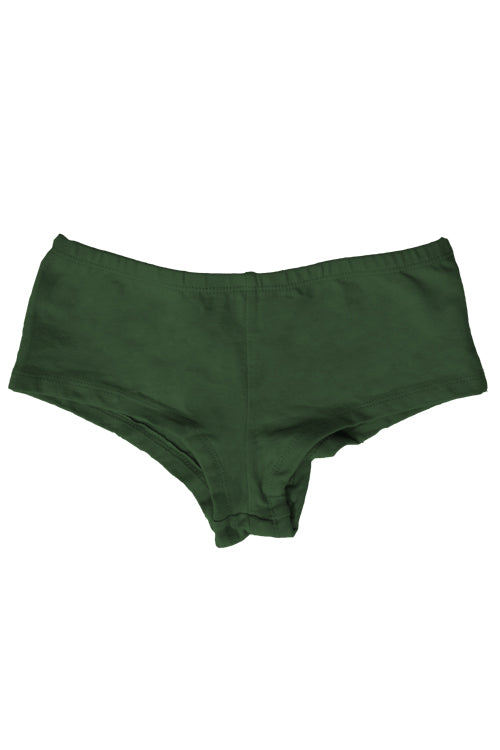 Womens Cotton Spandex Brief Short - Forest Green