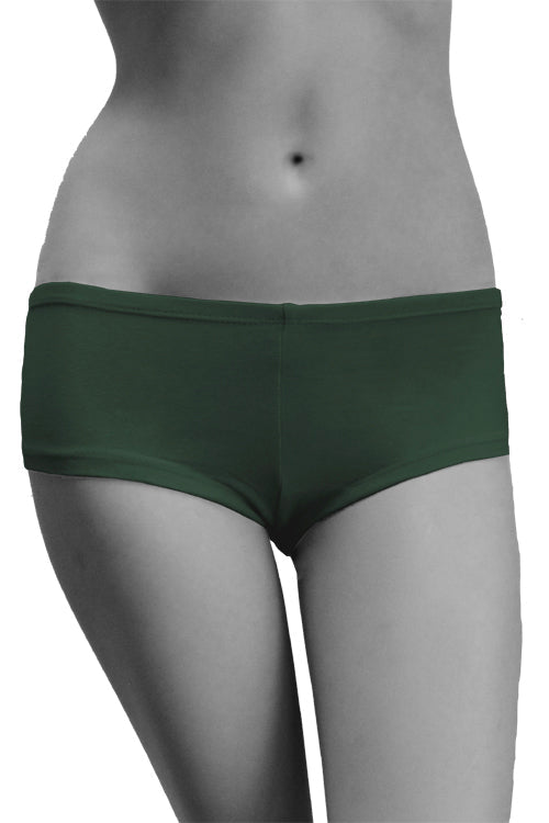 Womens Cotton Spandex Brief Short - Forest Green