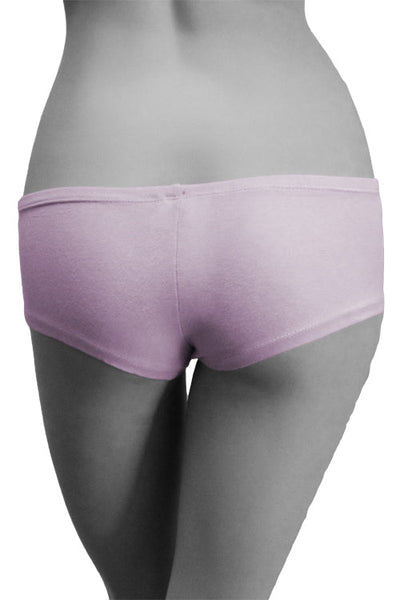 Womens Cotton Spandex Brief Short - Light Lavender Purple-Pink Line-ABC Underwear
