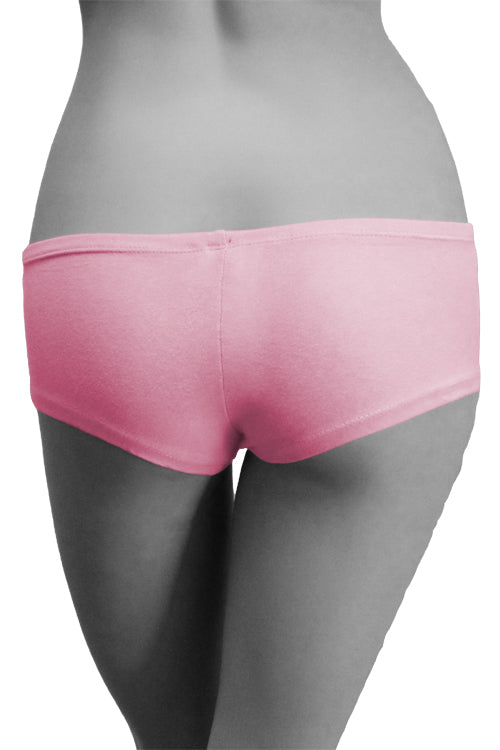 Womens Cotton Spandex Brief Short - Pink