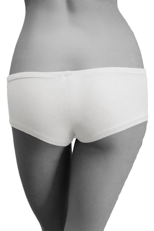 Womens Cotton Spandex Brief Short - White