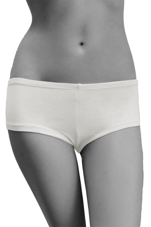 Womens Cotton Spandex Brief Short - White