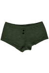 Womens Cotton Spandex Button-Up Boy Short - Deep Forest Green-Pink Line-ABC Underwear