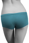 Womens Cotton Spandex Button-Up Boy Short - Deep Sea Teal-Pink Line-ABC Underwear