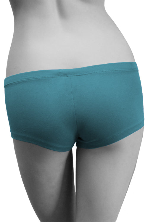 Womens Cotton Spandex Button-Up Boy Short - Deep Sea Teal