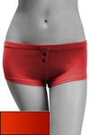 Womens Cotton Spandex Button-Up Boy Short - Fiery Red-Pink Line-ABC Underwear