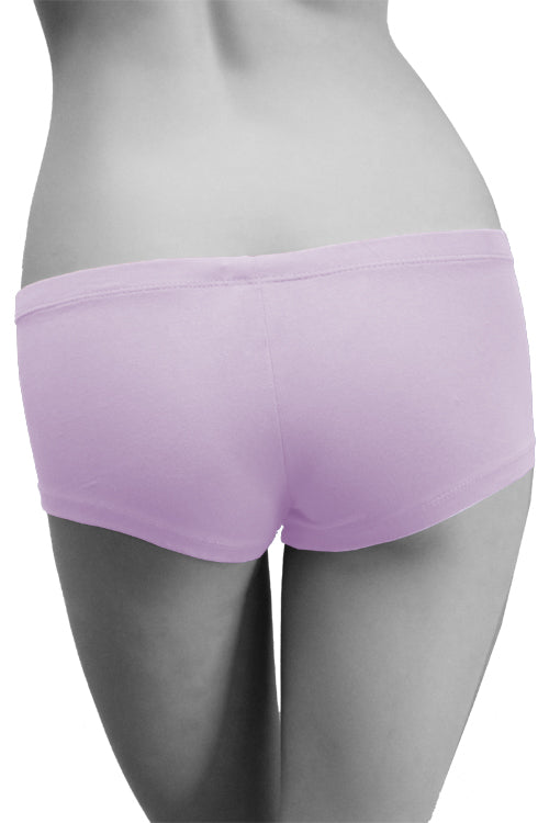 Womens Cotton Spandex Button-Up Boy Short - Light Lavender Purple