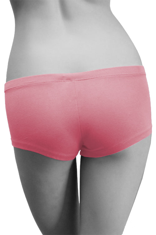 Womens Cotton Spandex Button-Up Boy Short - Pink