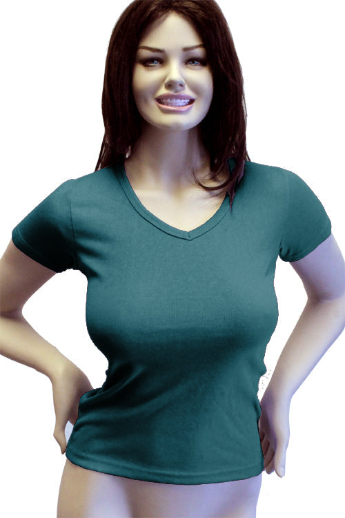Womens Cotton V-Neck T-Shirt - Deep Sea Teal