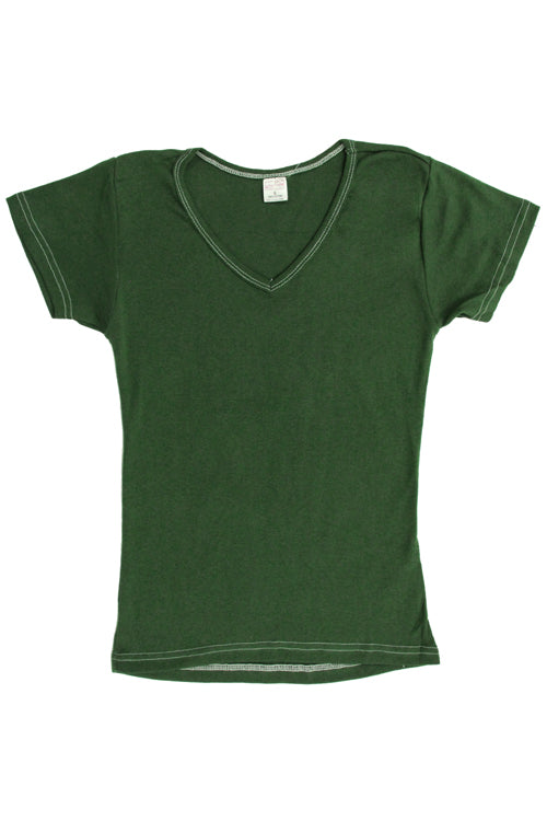 Womens Cotton V-Neck T-Shirt - Forest Green