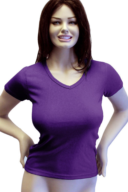 Womens Cotton V-Neck T-Shirt - Royal Purple