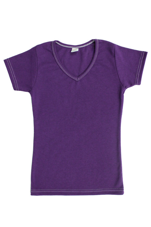 Womens Cotton V-Neck T-Shirt - Royal Purple