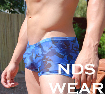 Zeus Sheer Blue Camo Lo-Rise Boxer - BLOWOUT SALE!